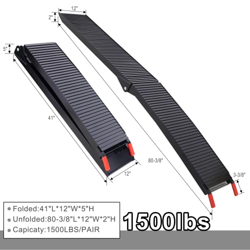 Rampas portátiles plegables 80x12 pulg aluminio 1500 lbs miniatura 2