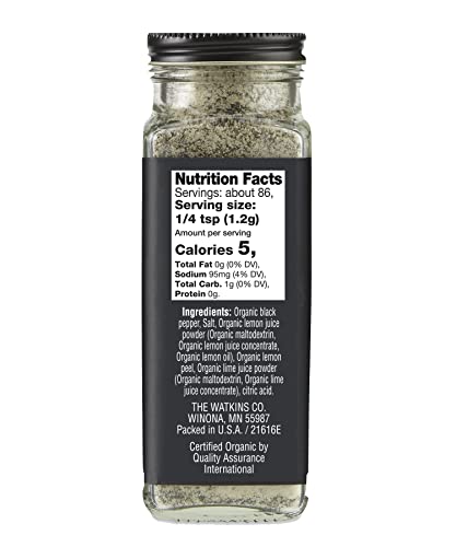 Image of Watkins Gourmet Organic Spice Jar, Lemon Pepper Blend, 3.6 Ounce (Pack of 3)