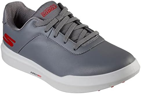 Skechers Men's Drive 5 Arch Fit Spikeless Waterproof Golf Shoe Sneaker, Gray/Red, 8 | Image 4