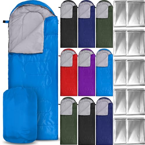 Macarrie 10 Pack Camping Sleeping Bags with Compression Sacks Emergency