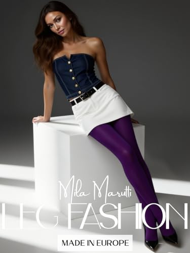 Image of Mila Marutti Opaque Purple Tights for Women | Soft Microfiber Stockings Plum Color Pantyhose - Violet, S