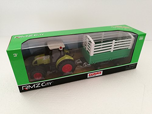 RMZ City - Tractor Claas Escala 1:32 con Remolque de Transporte de Animales, 094662