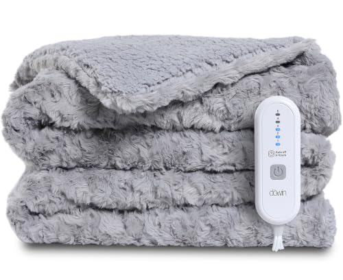 Dowin Faux Fur Electric Throw Blanket,Heated Blanket Throw,Light Grey - image 1