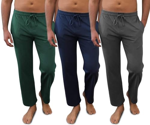 Image of Andrew Scott Men's Cotton Lounge Pants | Sleep Pajama Bottoms| Multi Packs | Drawstring & Pockets