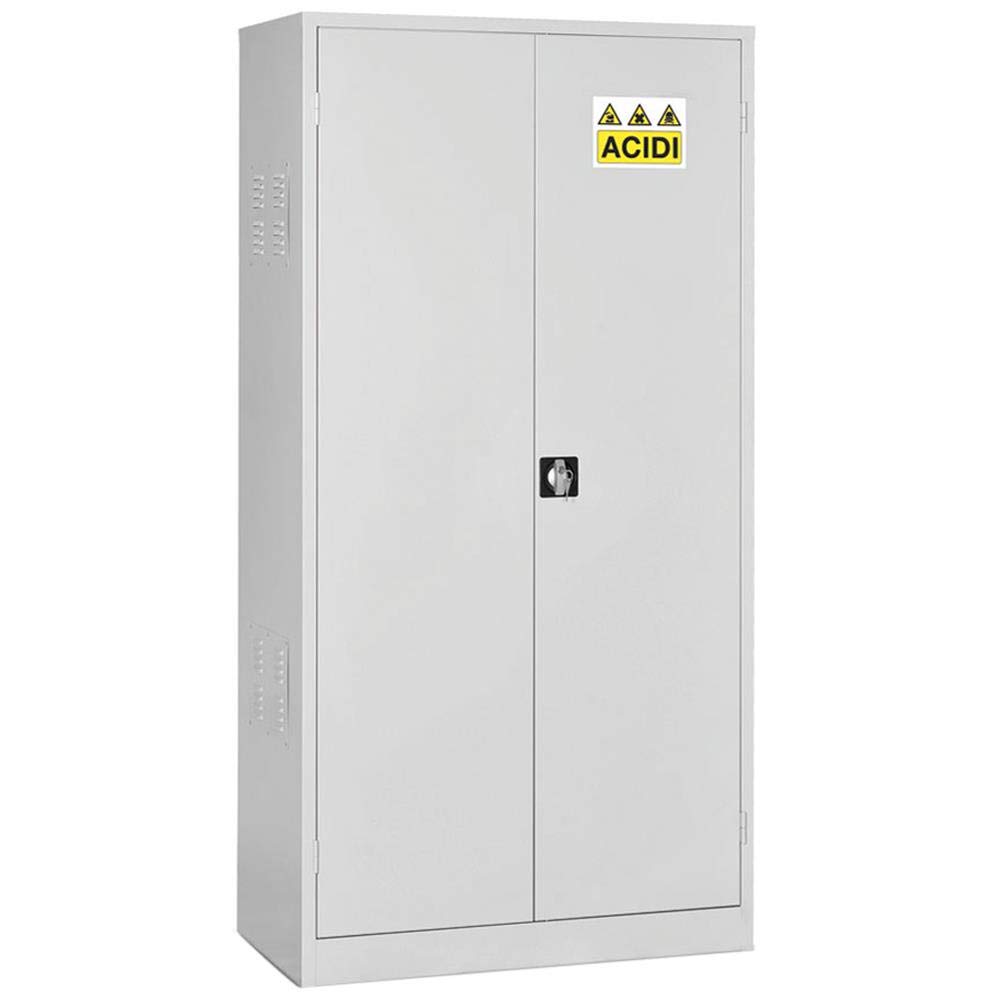 Armadio di sicurezza per lo stoccaggio di sostanze chimiche, acide e corrosive, Mis. 1000 L x 460 P x 1800 H mm, 2 ante cieche, 4 ripiani