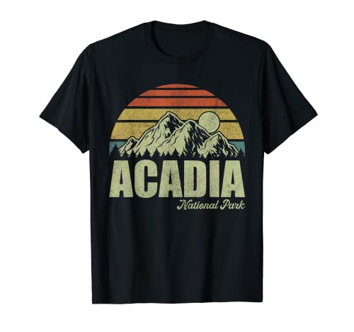 Acadia National Park Camisetas vintage, senderismo de montaña Camiseta