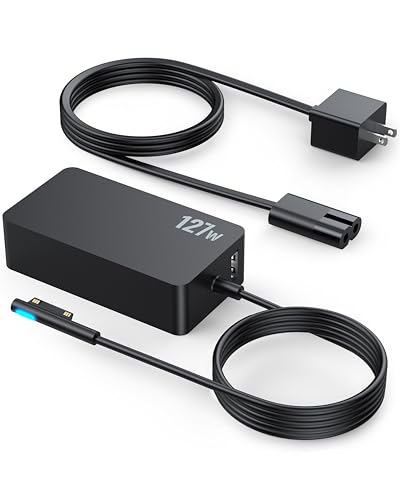 Image of 127W Surface Book 3 Charger, for Microsoft SurfaceBook 3 2 1, Windows Surface Laptop Studio 2 1, Surface Laptop /Pro /Go Power Supply AC Adapter Cord, Fast Charge with Magnetic Plug & LED