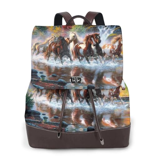 Sac à dos ordinateur femme pour le travail et les voyages à motif chevaux