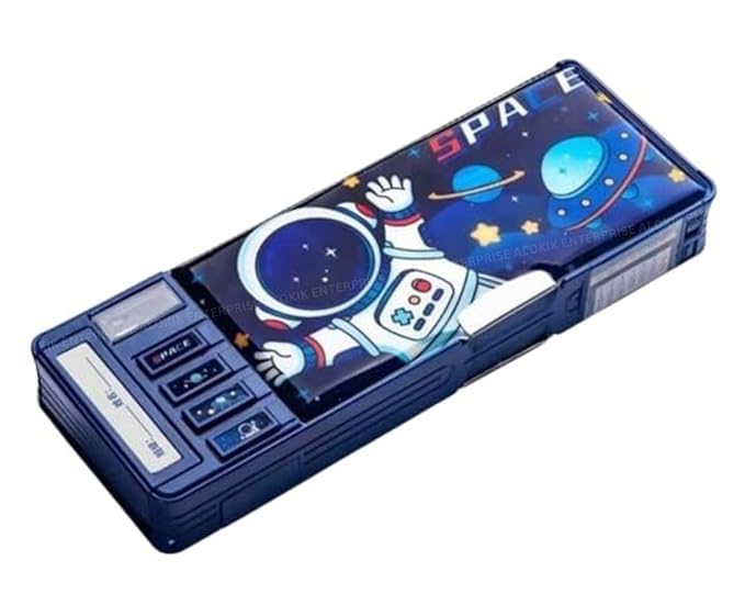 Image of TOYTASTIC Multifunctional Space Lock Compass Box for Kids, Pencil Box for Boy & Girl, Magnetic & Password Lock Compass Box for Boys, Space Astronaut Theme Pencil Case Return Gifts for Kids