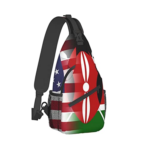 Mochila bandolera unisex con banderas de EE.UU. y Kenia miniatura 3