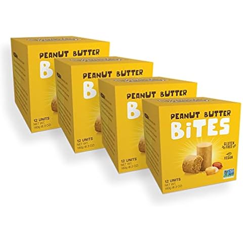 PASOKIN | Natural Peanut Butter Snack | Creamy PB Bites | Gluten Free, Vegan Protein | Pacoca Made in USA, 4 Boxes with 12 Bites (48 Bites) Cover
