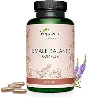 Hormone Balance for Women Vegavero® | PMS Supplements | NO Additives | 180 Capsules | Vitex Agnus Castus, Lady's Mantle, Folic Acid (Quatrefolic®) Maca, B6, B12, Iron, Zinc | Vegan
