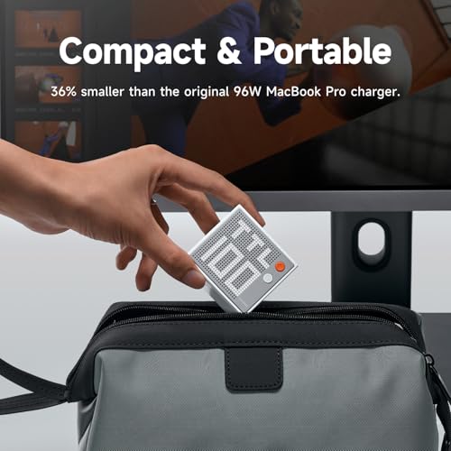 Image of SHARGE Pixel 100 USB C Charger 100W Laptop GaN Charger 4-Port Fast Charging with Dot-Matrix Display PD 3.0, Foldable and Compact for MacBook Air, iPhone 17 /16 Galaxy S26 (White)