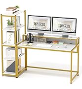 Teraves Computer Desk with 5 Tier Shelves,Reversible Writing Desk with Storage 47 Inch Study Tabl...