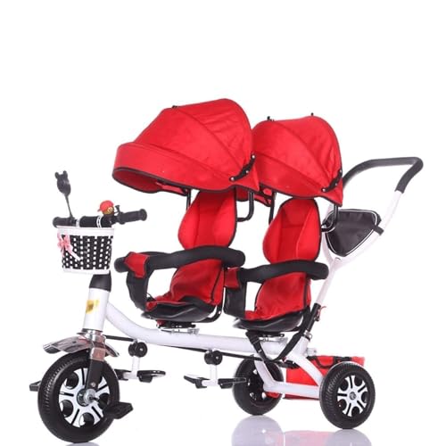 Luxury Tandem Strollers Tricycle Metal Twin Stroller Extended Awning Storage Basket Baby Carriage Portable Baby Stroller