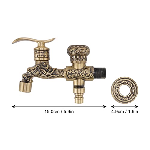 Garosa Garten-Wasserhahn mit Pferdeform 2 Griffe 2-Loch-Kupfer kalter Wasserhahn Zapfhahn Hinterhof-Wasserhahn Wandmontage Gartenschlauch Wasch- und Badezweck