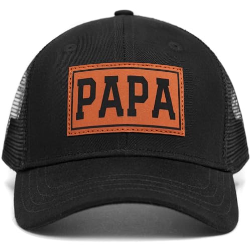 Image of Fathers Day Dad Papa Gifts from Daughter Son Wife, Unique Men's Hat for Dad Grandpa Husband, Leather Pattern Baseball Cap