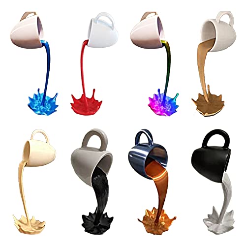Floating Coffee Cups Pouring Splash Coffee Mug, Coffee Bar Accessories Pouring Spilling Splash Coffee Cup Mug Sculpture Novelty Funny Coffee Cup Sculpture Art Decoration For Coffee Lover (Multicolor) #TOP4