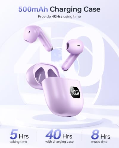 Image of KTGEE Wireless Earbuds Bluetooth 5.3 Headphones, 40Hrs Playback Stereo Ear Buds with LED Display Charging Case IPX7 Waterproof in-Ear Earphones with Mic for Phone Tablet Laptop Sports, Mauve