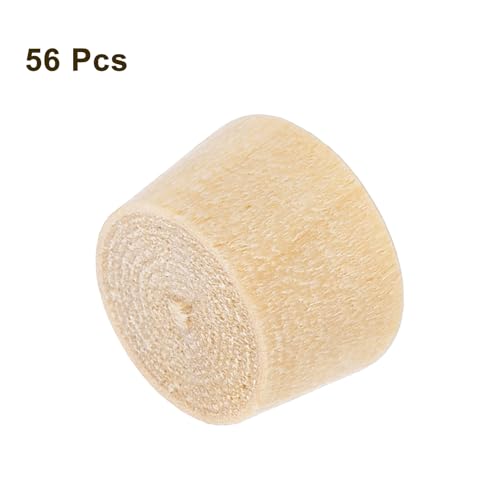 Image of uxcell 56Pcs Wood Button Plugs, 11mm /0.43 inch Flat Head Hardwood Screw Hole Plug Wooden Caps Buttons Wood Plug for Furniture Woodworking Craft Decor (12.5mm x 11mm)