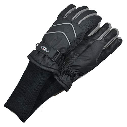 SnowStoppers Kid's Waterproof Long Cuff Winter Gloves (Black, Extra Small)