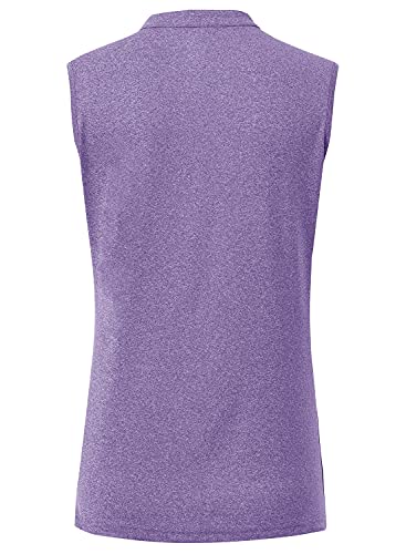 Image of BGOWATU Women's Golf Polo T-Shirts Sleeveless V Neck Collarless Tennis Shirts UV Protection Quick Dry Lightweight