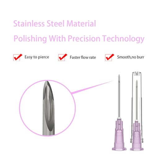 Image of 18 Gauge 1 Inch Needle (100 Pack), Sterile Disposable Injection Luer Lock Industrial Accessories Needles,Individually Wrapped