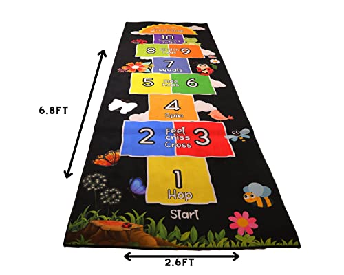 Mambu Essentials Hopscotch Rug - Kids Rug - Playroom Rug For Kids Room, Daycare, Nursery - Cute Indoor Or Outdoor Play Carpet For Children - Fun, Educational Games For Boys & Girls (Black) #TOP2