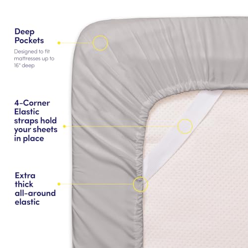 Image of 1500 Supreme Collection Extra Soft Split King Sheets Set, Silver - Luxury Bed Sheets Set with Deep Pocket Wrinkle Free Bedding, Over 40 Colors, Split King Size, Silver