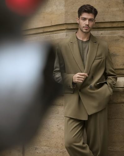 Casual Mens Suit Regular Fit 2 Piece Suits for Men Double Breasted Men's Suits Peak Lapel Tuxedo for Wedding2