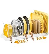 Mudeela Pot Lid Organizer Rack for Cabinet, Expandable Pots and Pans Organizer under Cabinet with...