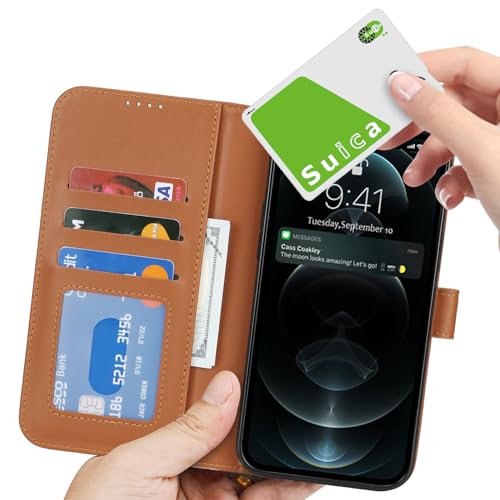Image of for iPhone 12 Case Wallet with Card Holder,for iPhone 12 Pro Wallet Case for Women Men,PU Leather Shockproof Magnetic Buckle Stand Flip Phone Case-Brown