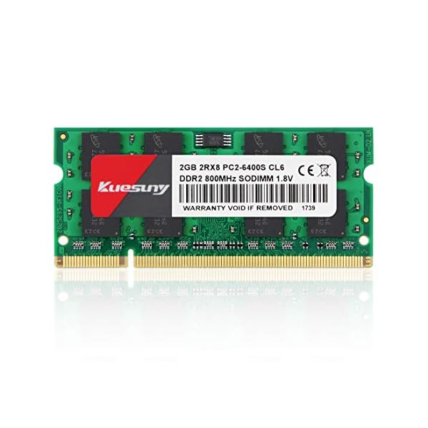 Kuesuny 2GB DDR2 800 MHz SODIMM PC2 6300 PC2 6400 DDR2 800 1.8V 200pin Non-ECC Unbuffered SODIMM Laptop Memory RAM