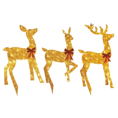Yidueace Outdoor Weihnachtsrentier - 3 Teile 2D Acryl Beleuchtete...