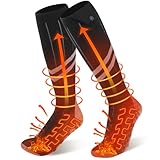 Beheizbare Socken Ferdiiz, 2er 5V/9000mAh Akku Max. 18H, Wolle Fußwärmer Elektrisch Wiederaufladbare 2 Heizdraht Beheizte Socken Heizsocken 3 Heizstufen für Ganze Fußsohle