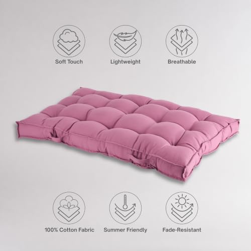 Image of Skanda Fab Low Seating Cushion -100% Cotton Twill, Hand-Plotted Microfiber Filling, Floor Cushion with 2 Back Support Cushions - Ideal for Living Room, Balcony, Lounge- 80x120 Lilac Purple (Pack of 2)