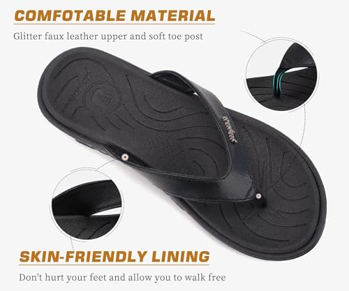 jiajiale Womens Fashion Orthotic Flip Flops Ladies Slip On Lightweight Comfortable Thick Cushion Yoga Mat Thong Sandals With Plantar Fasciitis Arch Support4