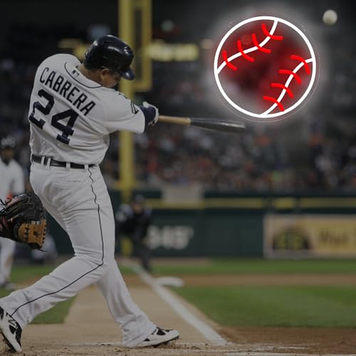 Image of Baseball Neon Sign for Boys Room Decor, Baseball Stuff for Wall Decor,Sports Neon Light for Men Cave Decor Aesthetic led signs for bedroom wall Decor white Red