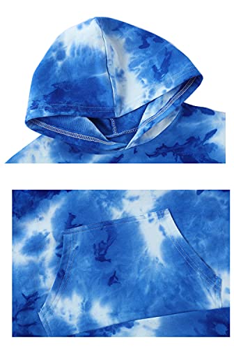 Image of Deeorla Little Boys Girls Cotton Tie Dye Hoodies Long Sleeve Pullover Sweatshirts for Big Kids 5-15Years