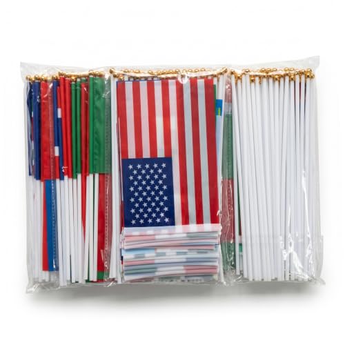 Drapeaux de pays double face 5.5x8 pouces sur bâtonnets rigides