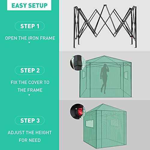 Pexfix 6'X 5' Portable Walk-In Greenhouse Easy Setup,Indoor Outdoor Greenhouse Garden Green Houses Instant Pop-Up Greenhouse,2 Roll-Up Mesh Windows And Roll-Up Zipper Door,Green #TOP3