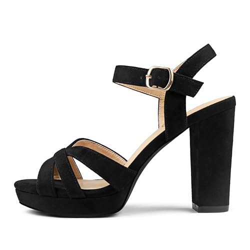 COLETER Women's Platform Chunky Heels Ankle Strap Block Heeled Sandals Party Wedding Shoes