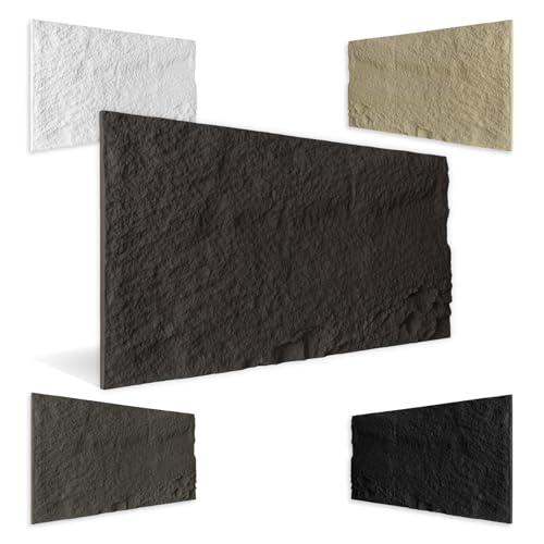 HEXIM Steinoptik Felsen Platten 1 Stück 120x60cm PU Wandverkleidung 0,73 m² 3D Paneele Bruchstein Stone Dekor Wandpaneele Wanddeko Steinplatte Wohnzimmer Innenwand schwarz (A002-05 Light Black)