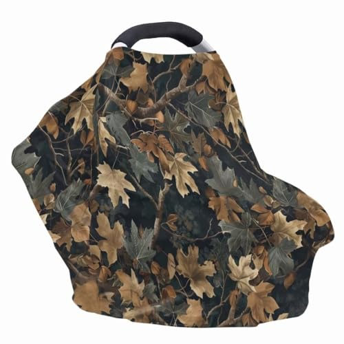 Image of Coldinair Jungle Dead Leaf Car Seat Covers for Girls Multi-use Cover Baby Carseat Canopy Cow Print Nursing Cover for Breastfeeding