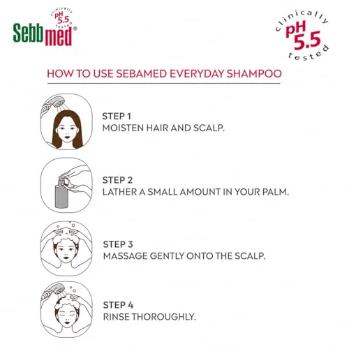 Image of Sebb Med Hair Care Everyday Shampoo | pH 5.5 Clinically Tested | Soothing Shampoo for Sensitive Scalp | Hydrating & Mild Formula for Daily Use