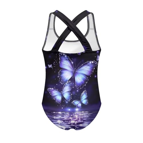 Image of Girls One Piece Swimsuit Teens Cross Back Summer Beach Wear for 5-14Y