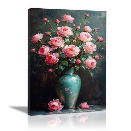 Affiches murales roses et pivoines 30x45cm avec cadre décoration moderne de lit