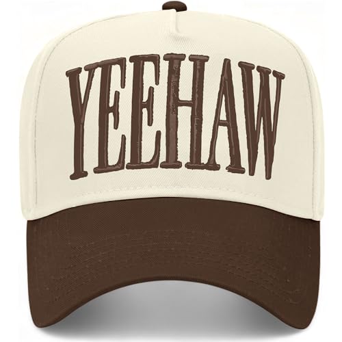 Yeehaw Vintage Trucker Hat | Premium Snapback Baseball Hat for Men & Women (US Alpha One Size Brown/Natural)