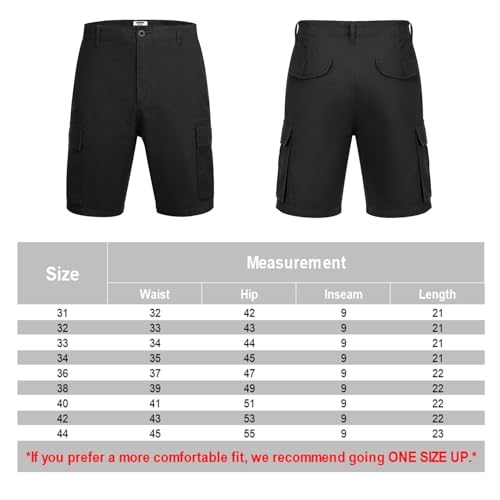 Coofandy Men Cargo Work Shorts Stretch Knee Length Loose Fit Belted Casual Shorts With Pockets Black thumb #5