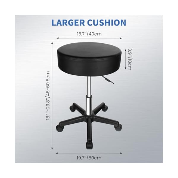 Rolling-Stool-with-Wheels-400lbs-Weight-Capacity-Larger-Cushion-Heavy-Duty-Adjustable-Stool-Chair-for-Tatoo-Massage-Office-Salon-Spa-Lab-Drafting-Nail-Teach-360-Swivel-Thicker-Cushion-Rolling-Stool Rolling-Stool-with-Wheels-400lbs-Weight-Capacity-Larger-Cushion-Heavy-Duty-Adjustable-Stool-Chair-for-Tatoo-Massage-Office-Salon-Spa-Lab-Drafting-Nail-Teach-360-Swivel-Thicker-Cushion-Rolling-Stool